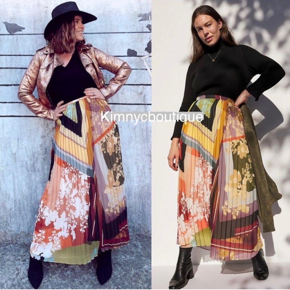 Maeve Consuela Pleated Maxi Skirt